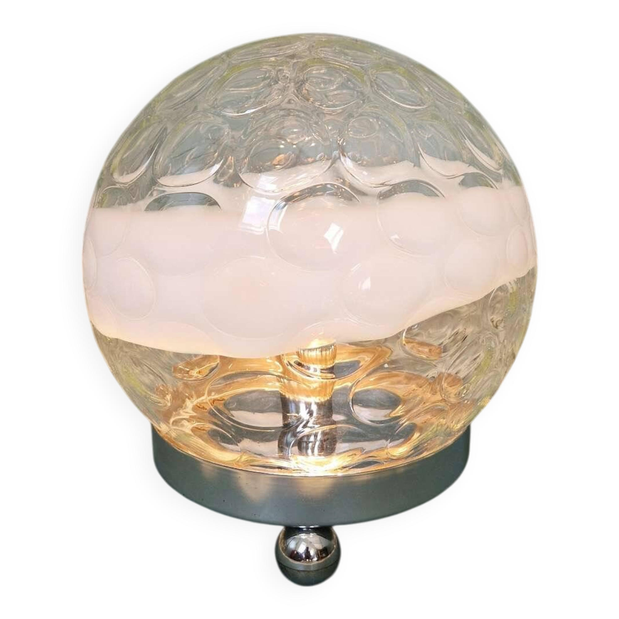 Grande lampe à poser en verre soufflé alvéolé, 1970