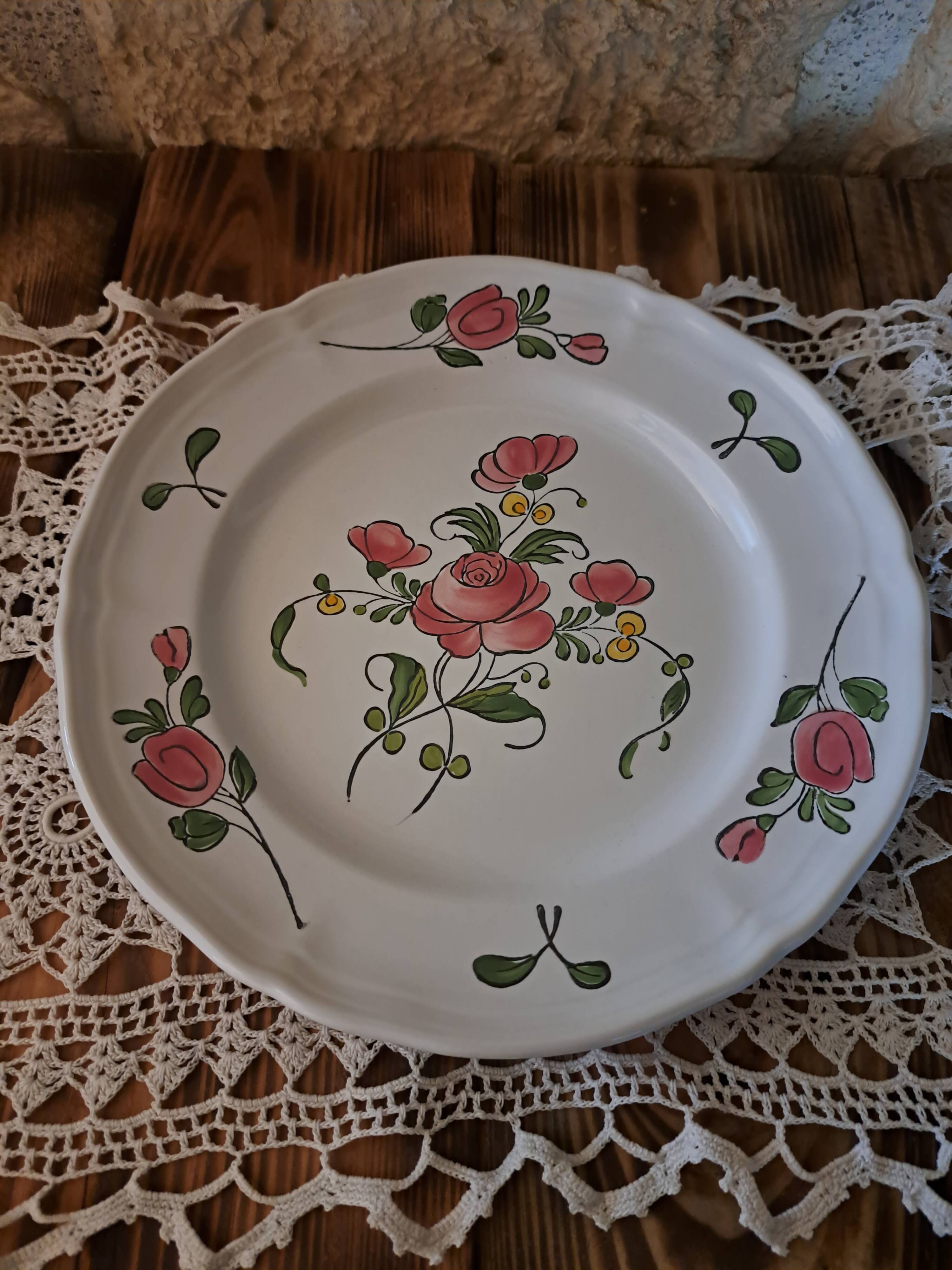 Assiette décorative artisanat français "Bouquets"