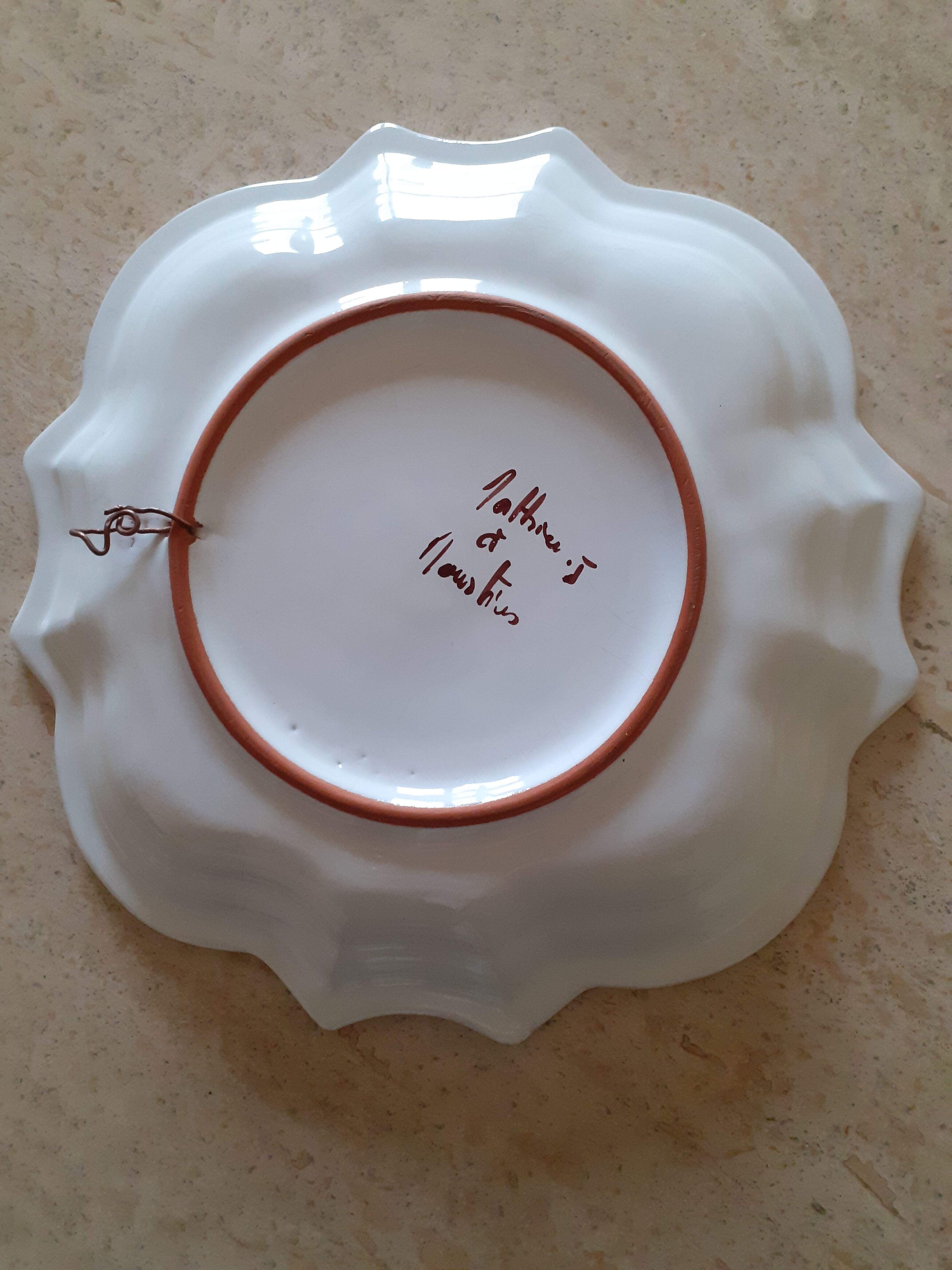 Decorative plate in moustiers earthenware