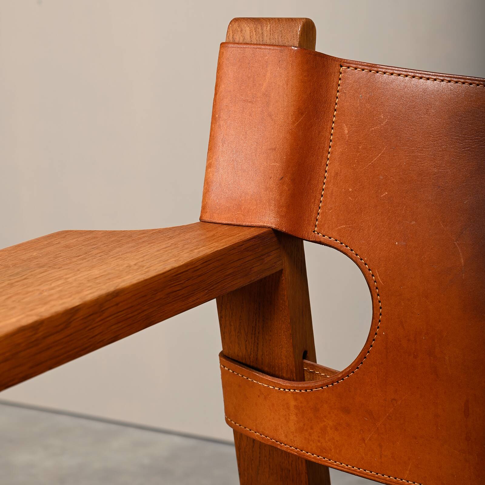 Børge Mogensen Spanish Chair in Cognac Leather and Oak for Fredericia, 1967