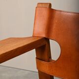 Børge Mogensen Spanish Chair in Cognac Leather and Oak for Fredericia, 1967