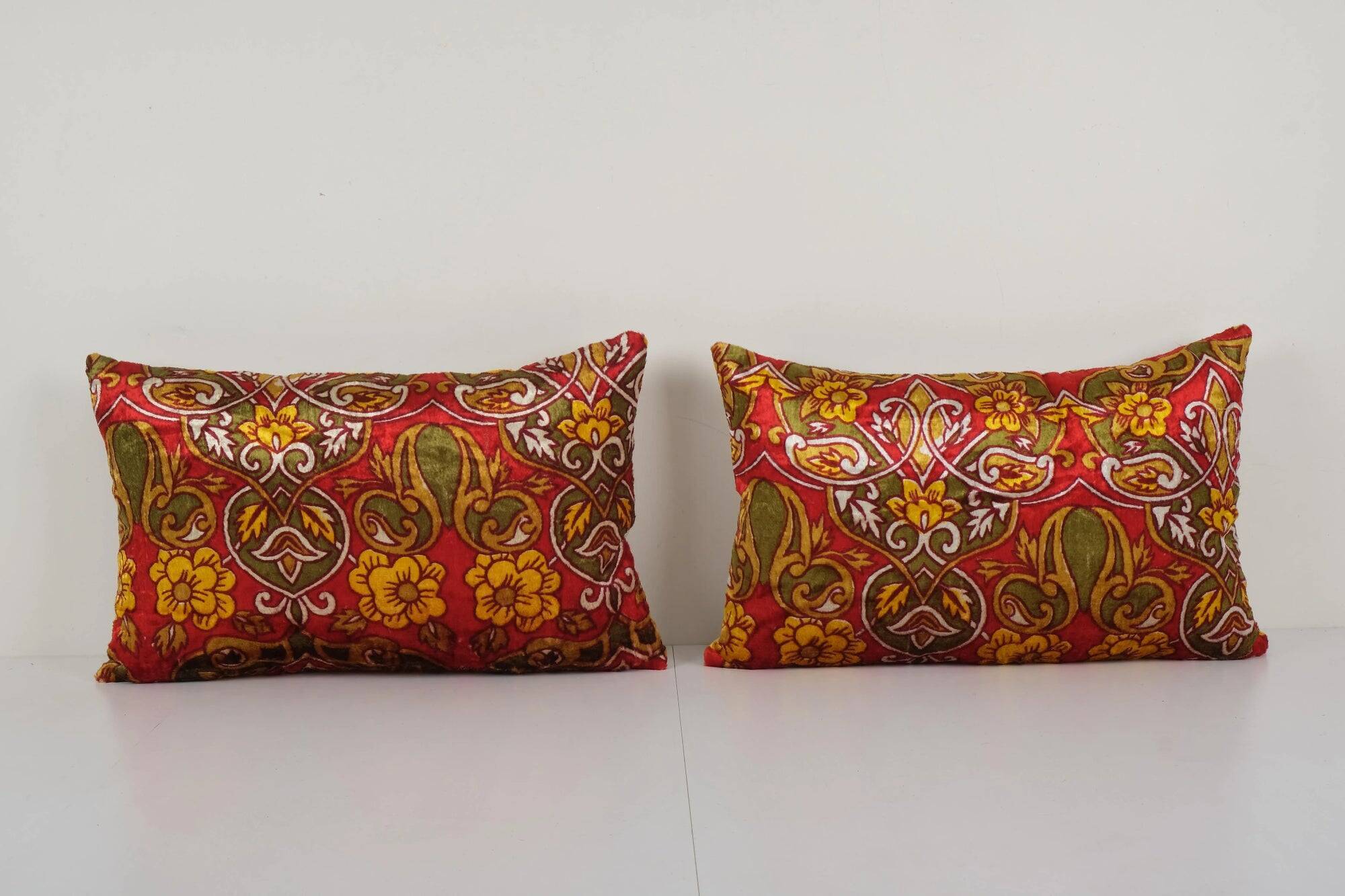 Set of 2 vintage velvet cushion covers 36x56 cm