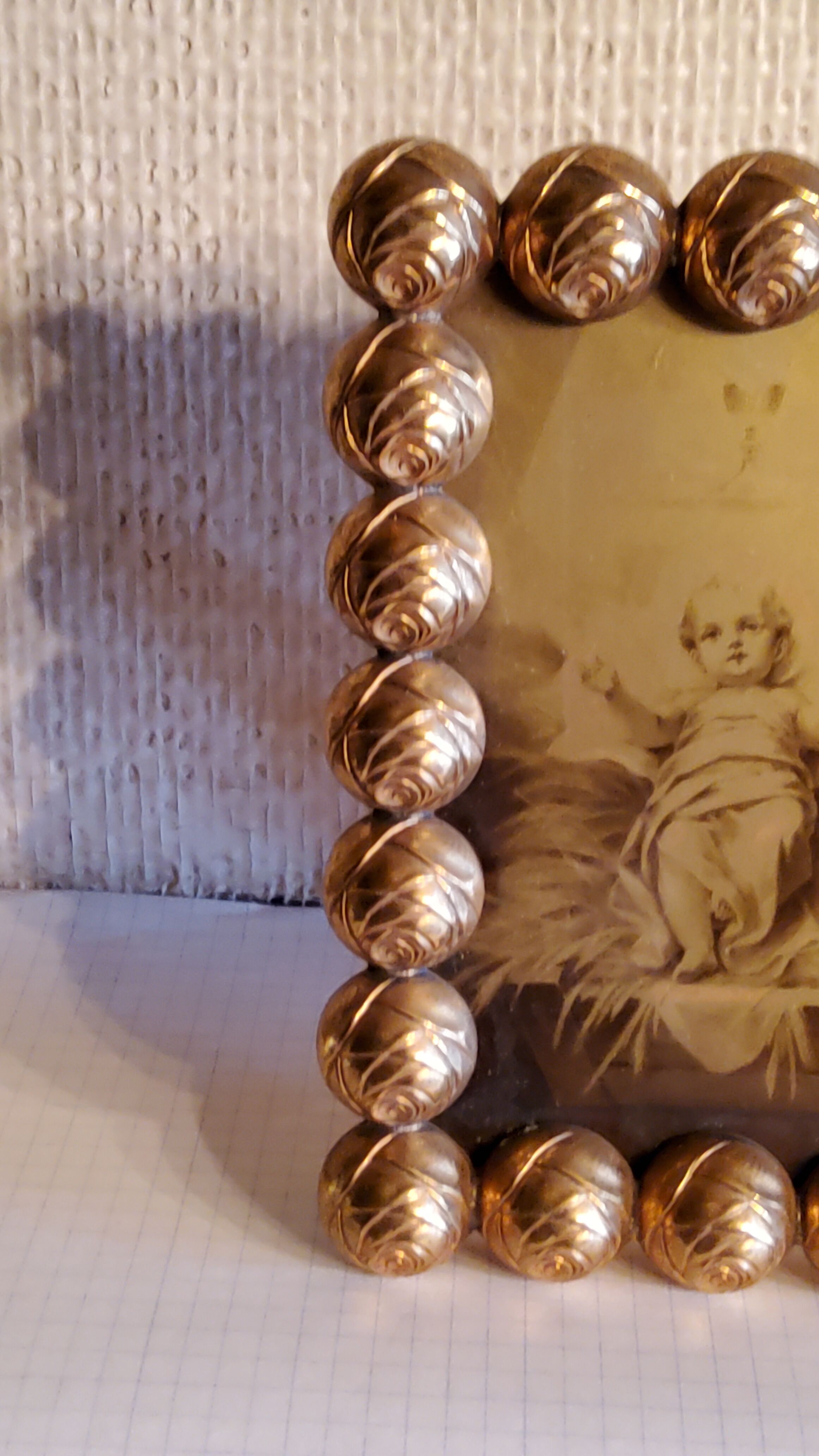 Art deco photo frame in gilded bronze and gilded brass
