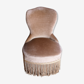 Fauteuil crapaud en velours taupe