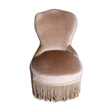 Small armchair toad in taupe velvet