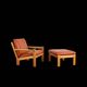 Brutalist armchair and ottoman by Tage Poulsen, Denmark, 1970s.