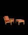 Brutalist armchair and ottoman by Tage Poulsen, Denmark, 1970s.