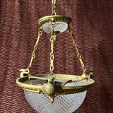 Lustre ancien en bronze dore empire col de cygne