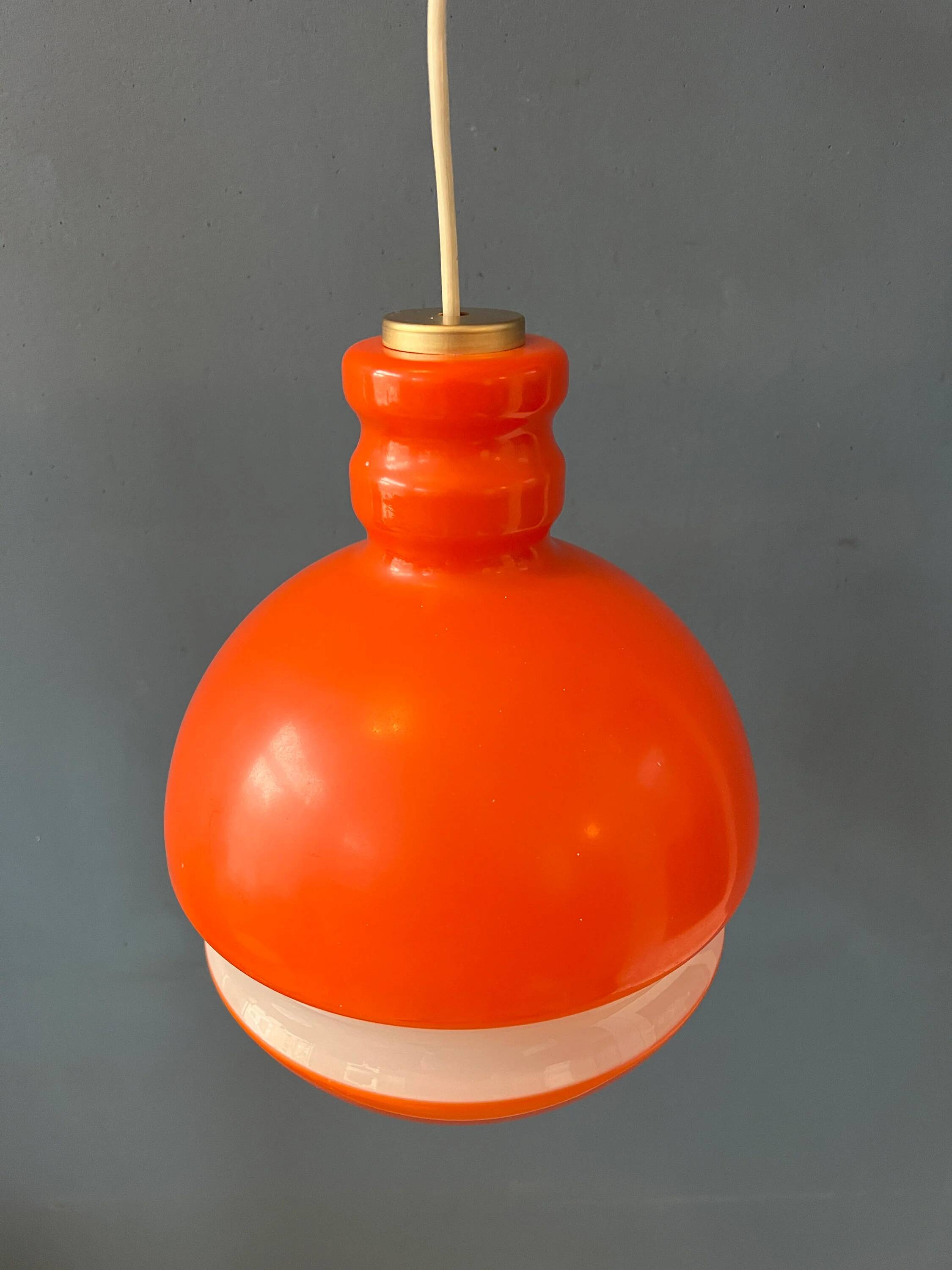 Suspension en verre Peill & Putzler mid-century orange et blanc
