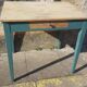 Table de ferme d'appoint patine turquoise
