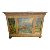 Small flemish style counter in patinated fir, 20th century