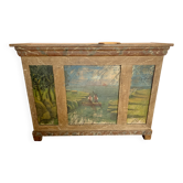 Small flemish style counter in patinated fir, 20th century