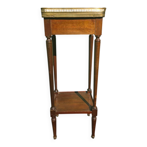Table d’appoint Louis XVI en acajou, marbre et laiton – vers 1900