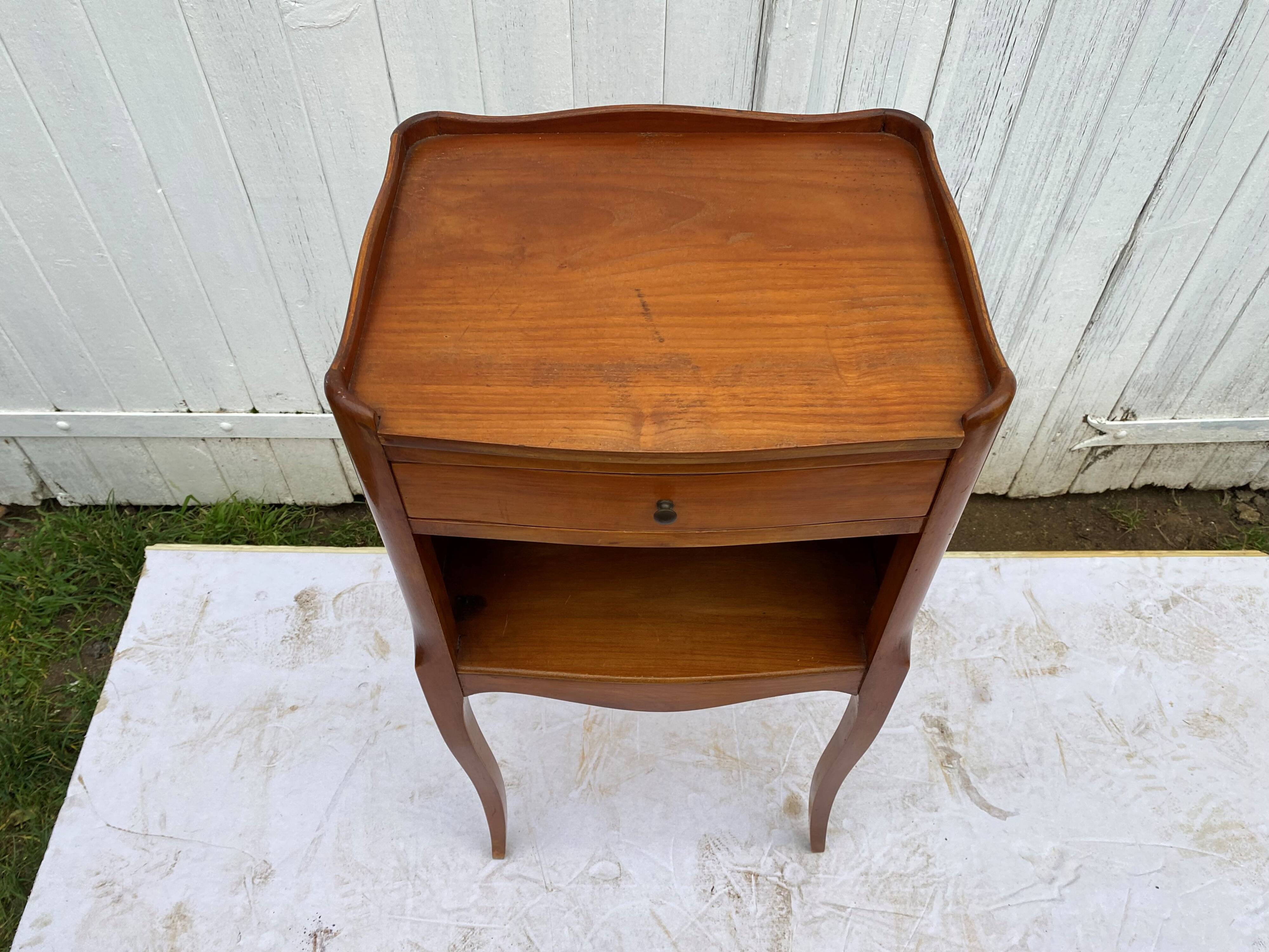 Cherry wood bedside table with 1 Louis XV style drawer