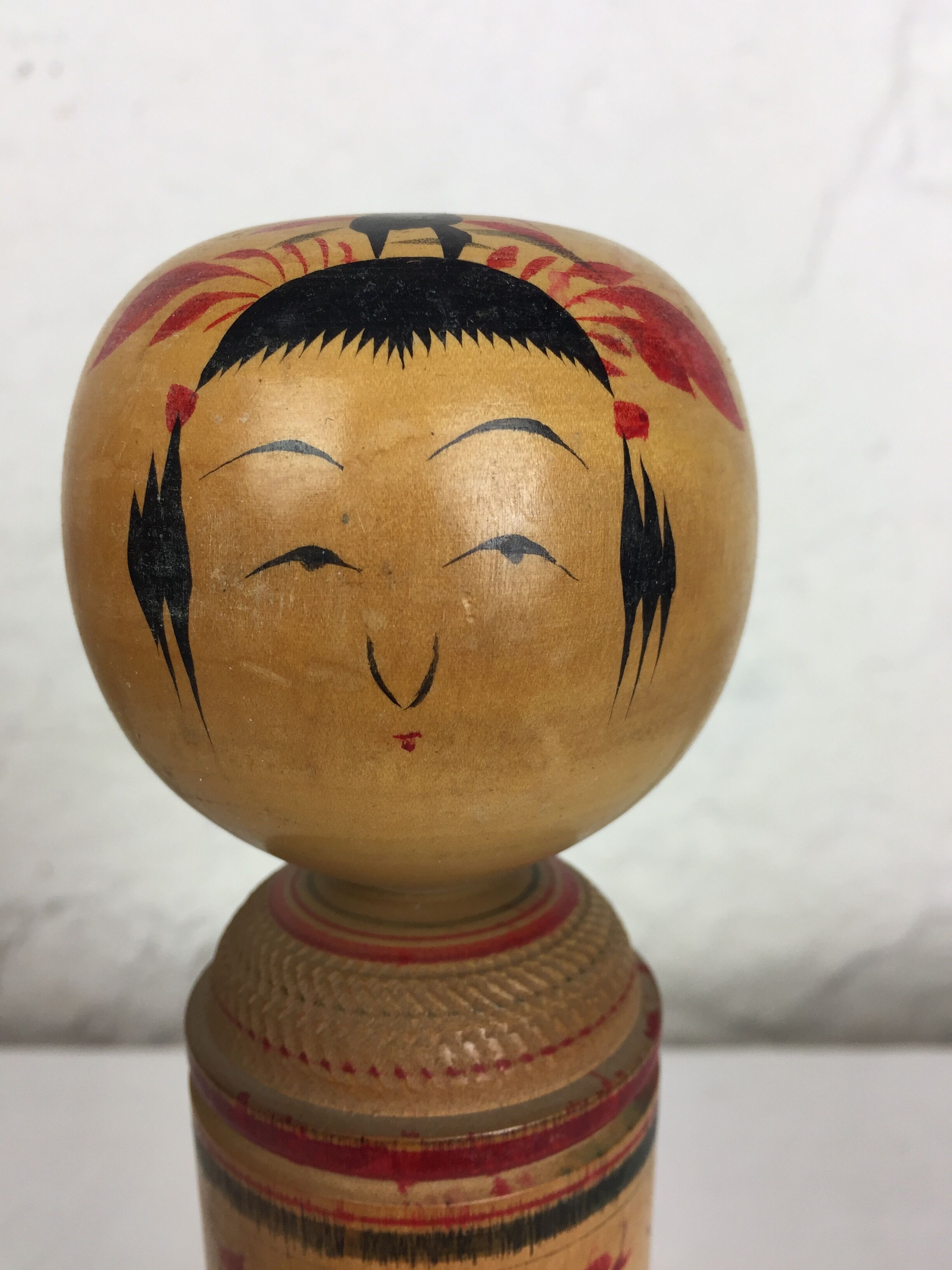 Japanese Kokeshi hand-painted doll from the 1960s