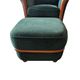 2 fauteuils et pouf assorti en tissu vert et bois