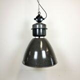 Dark grey enamel industrial factory lamp from elektrosvit, 1960s