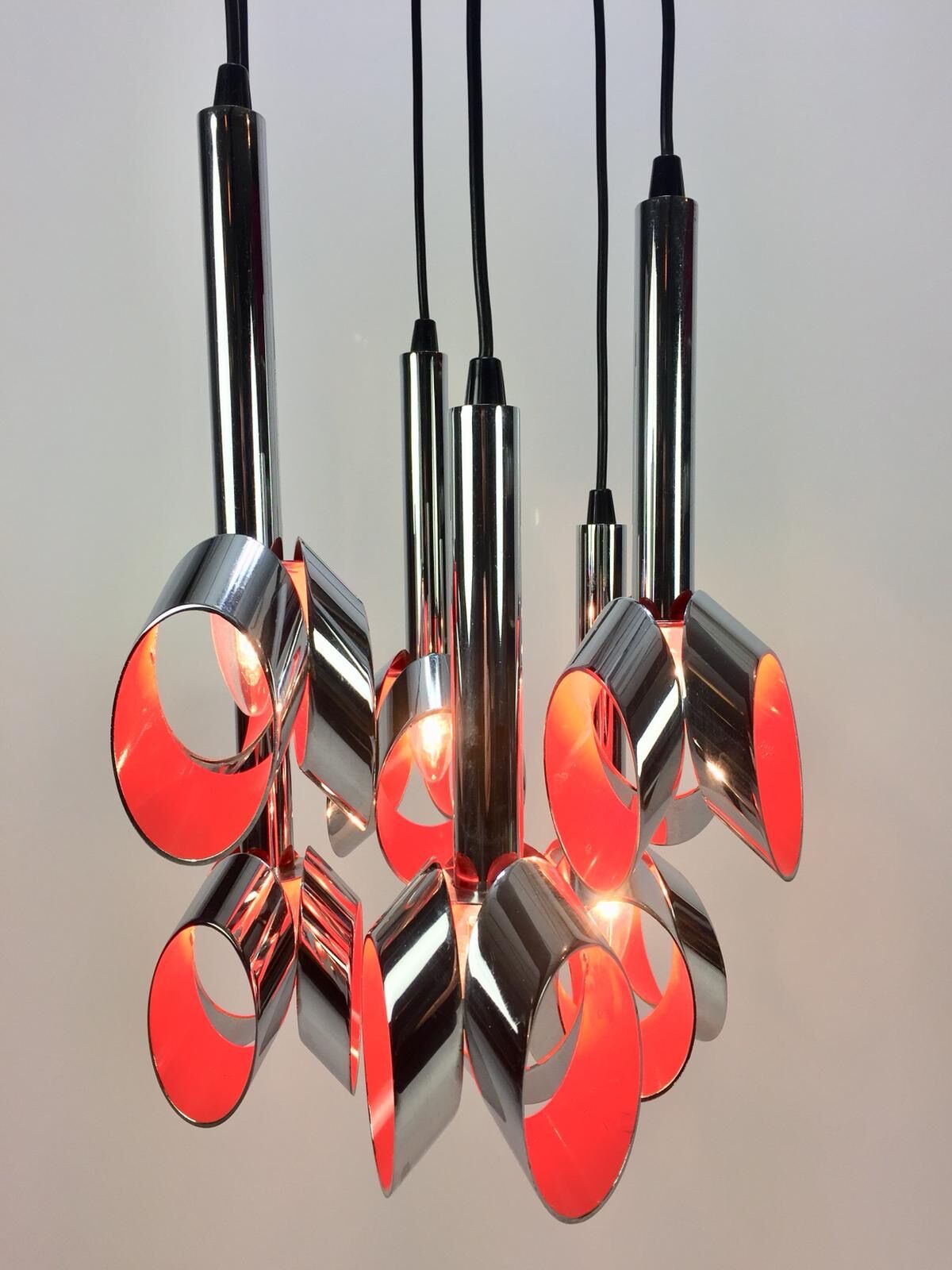 Chromed Metal Ceiling Lamp by RAAK, Amsterdam, 1960's