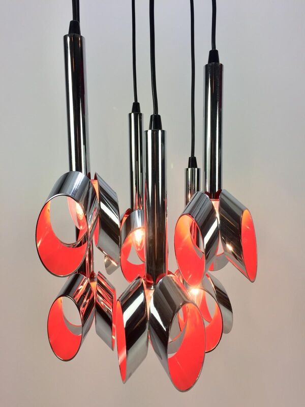 Suspension en métal chromé par Raak Amsterdam 1960 's