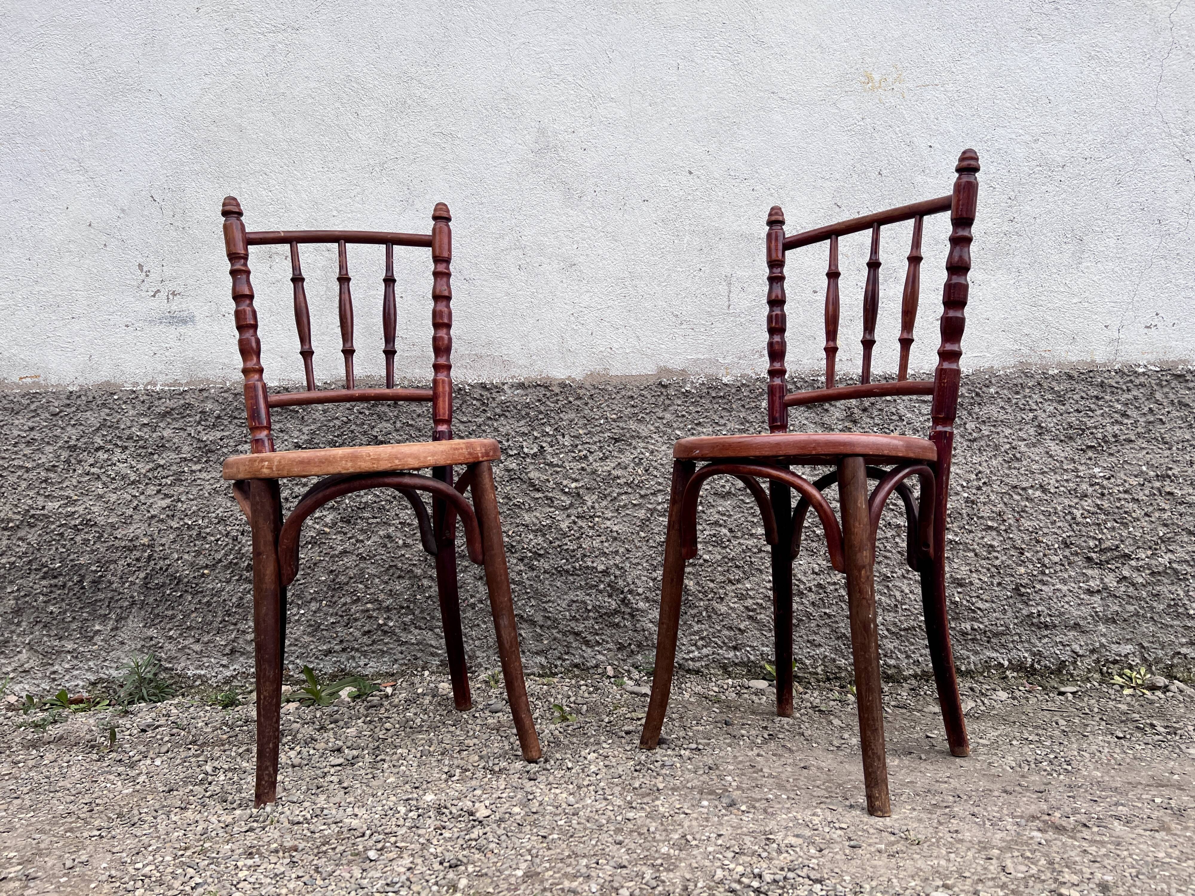 Pair of two vintage canned chairs