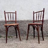Paire de deux chaises cannée vintage