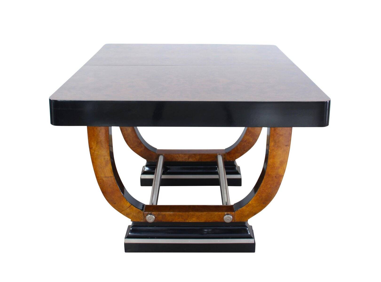 Expandable Art Deco Dining Table, Thuja Roots, Lacquered, France, circa 1930
