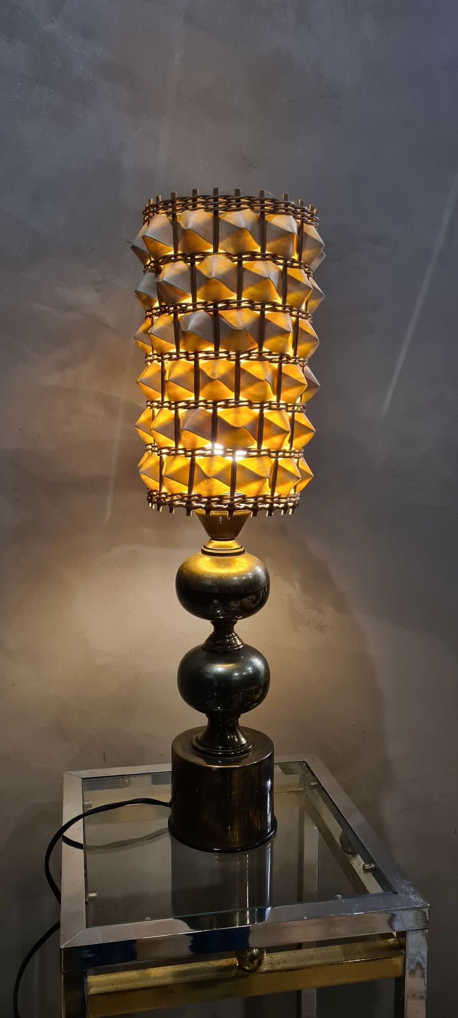 Lampe de style barbier, laiton et bronze  1960/75