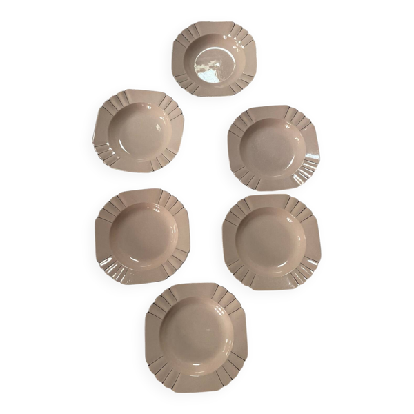 Lot de 6 assiettes creuses Art Déco anciennes Boch La Louvière