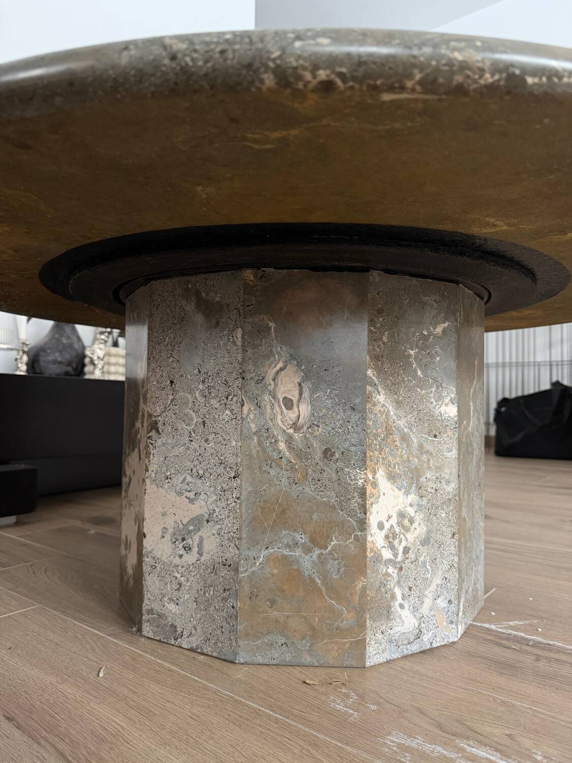 Fossil stone marble coffee table