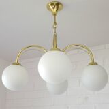Elegant Gold Vintage Chandelier Mid Century Hollywood Regency Hanging Lamp