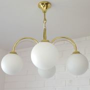 Elegant Gold Vintage Chandelier Mid Century Hollywood Regency Hanging Lamp