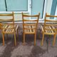 Set of 6 light wood chairs with vintage Scandinavian fabric