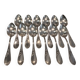 12 silver-plated dessert spoons with rocaille ribbon decoration, 18.5 cm
