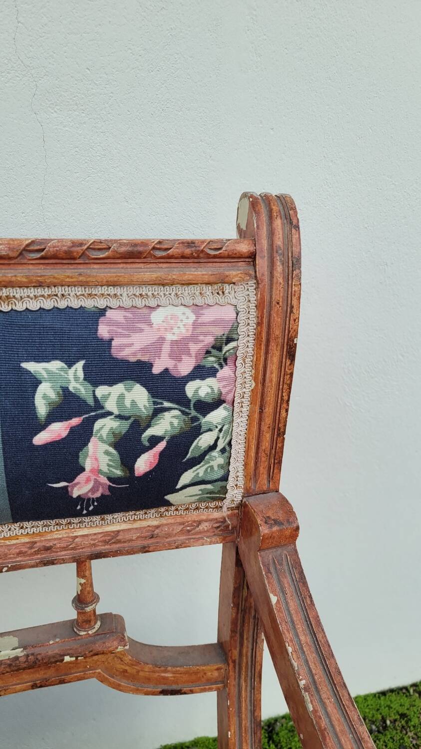 Antique Louis Xvi style armchair 1900s Fleuris fabrics
