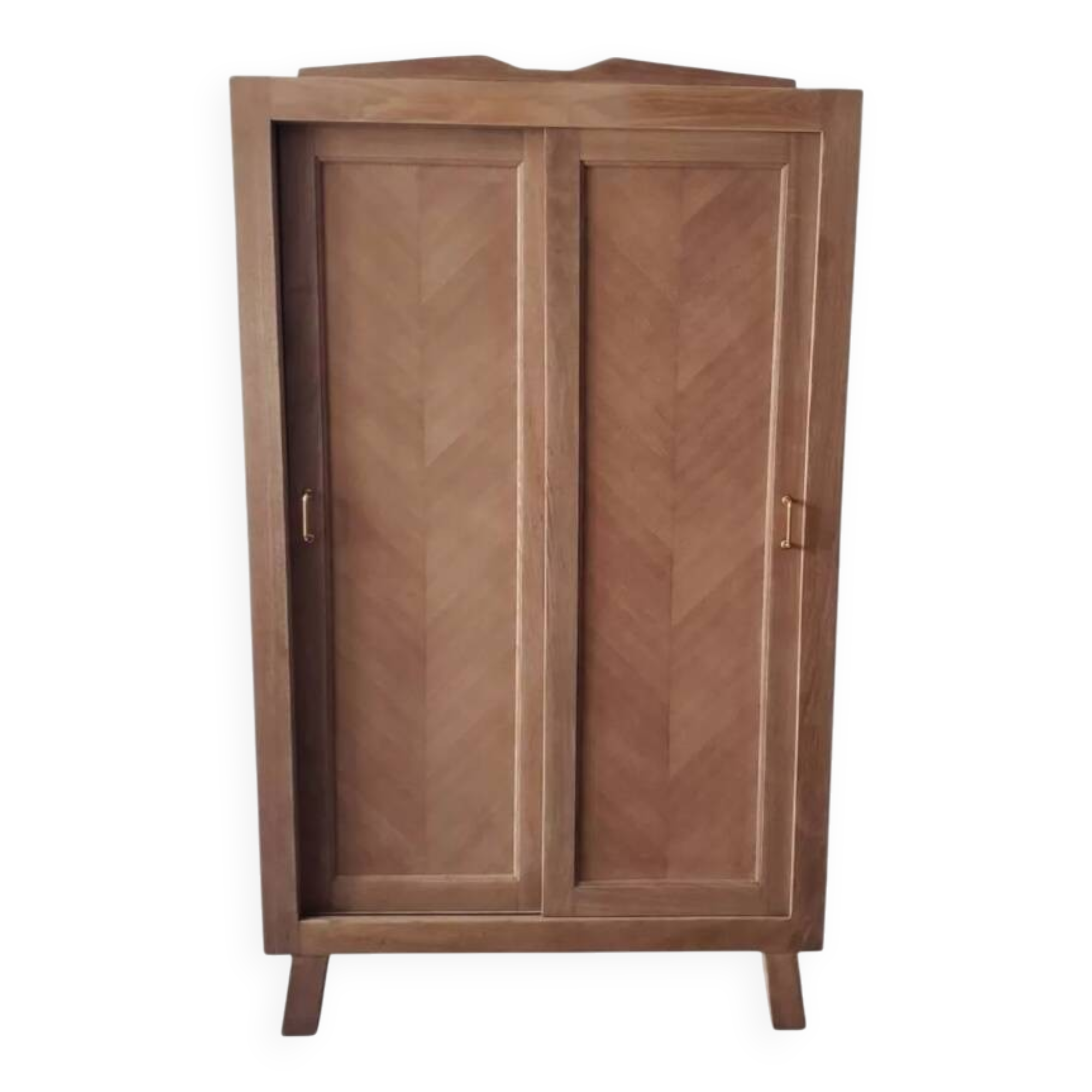 Vintage oak wardrobe with sliding doors