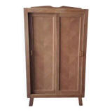 Vintage oak wardrobe with sliding doors