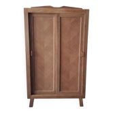 Vintage oak wardrobe with sliding doors