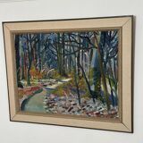 Swedish Oil on Canvas – “Forest” by Eyvind Olesen – Dated 1957