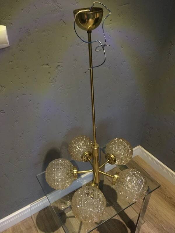 Lustre Sputnik Richard Essig – Verre à bulles en laiton des années 1960