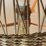 Art deco rattan wicker mushroom table lamp, ca 1930s