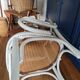 Chair / armchair cannage and wood painted shaby vintage