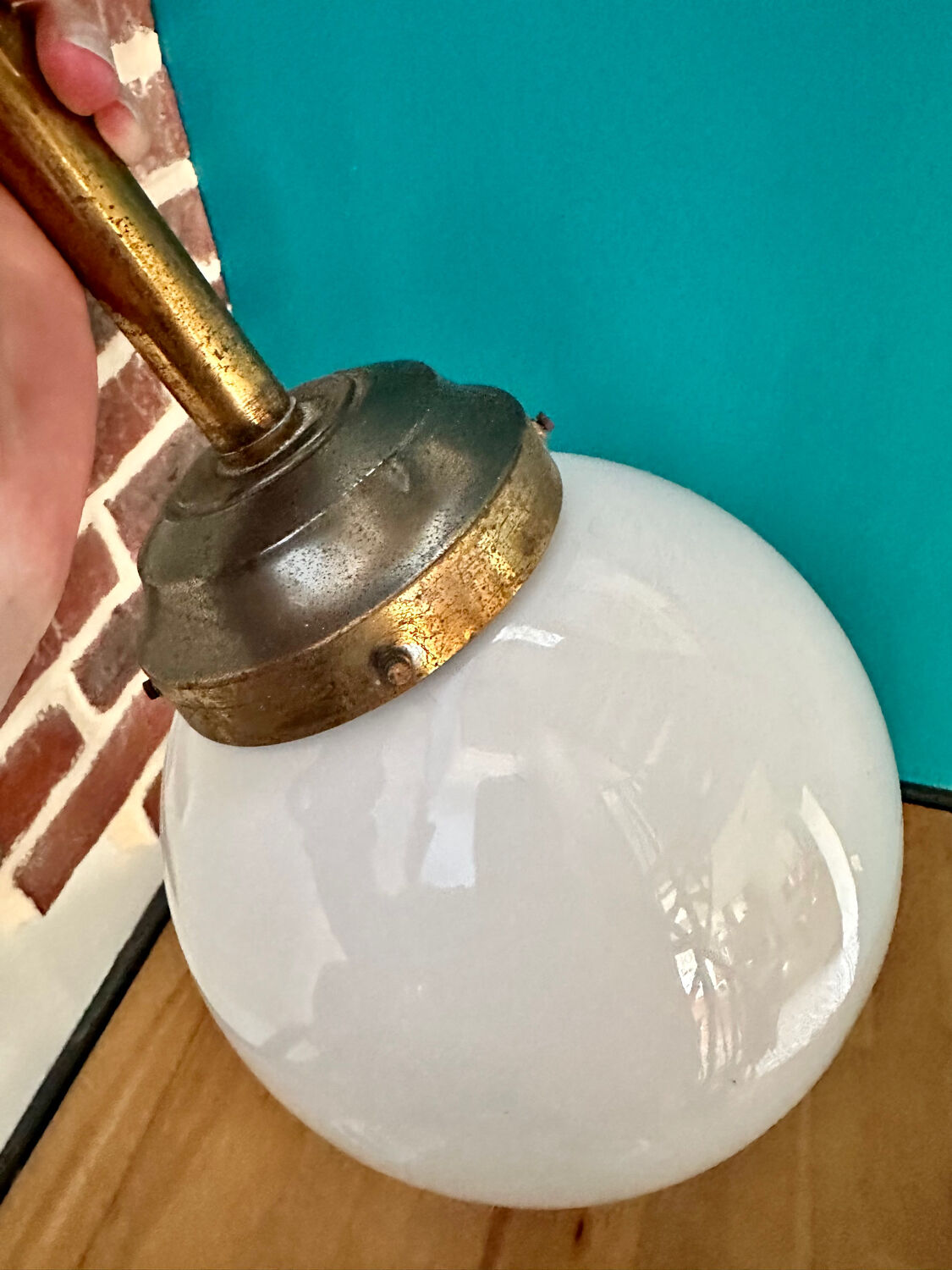 Vintage light fixture Opaline ceiling lamp