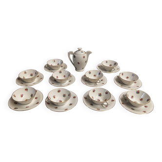 Coffee service: 10 cups and saucers and milk jug - Limoges Porcelain France