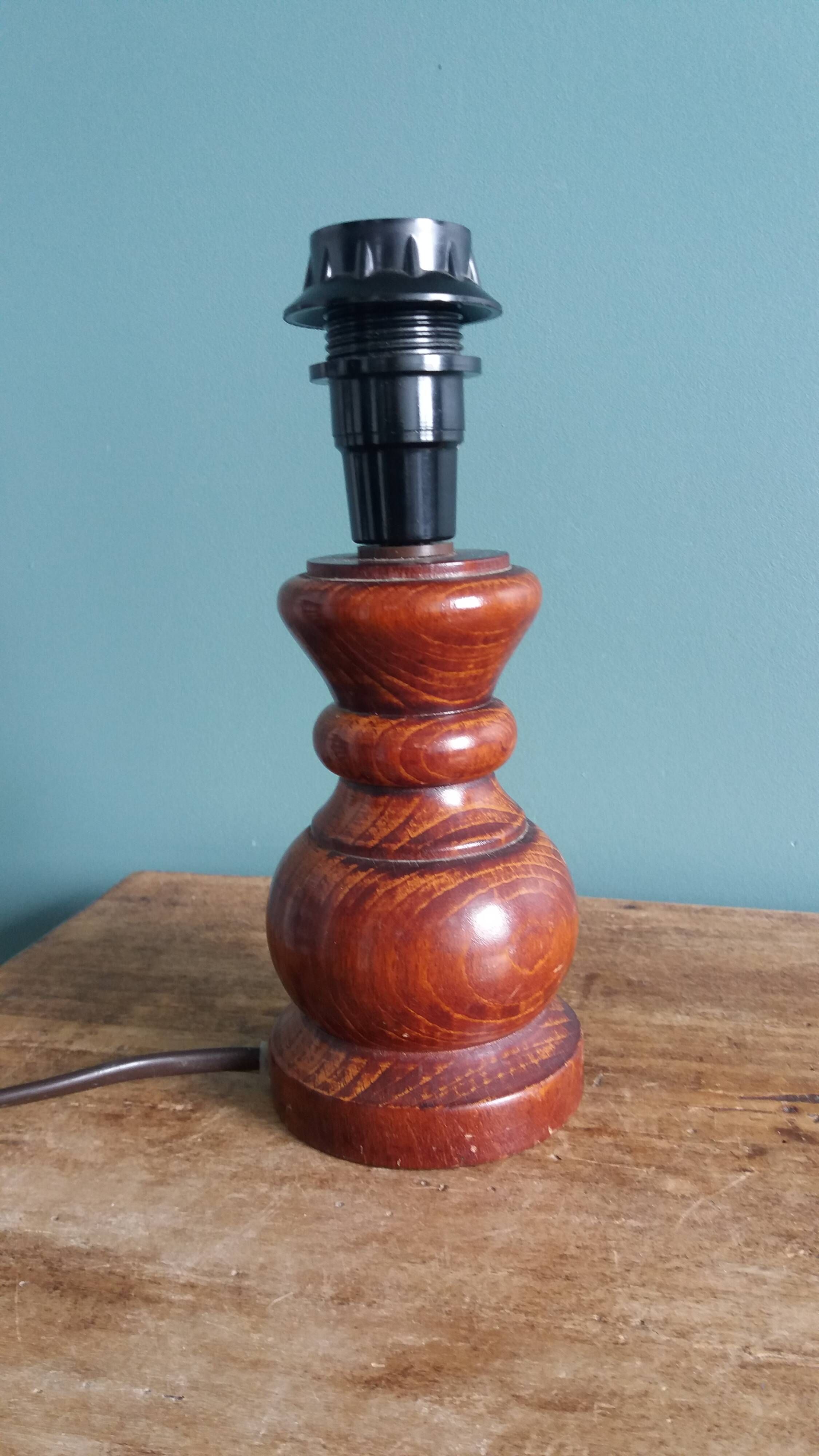 Lamp, turned wooden base