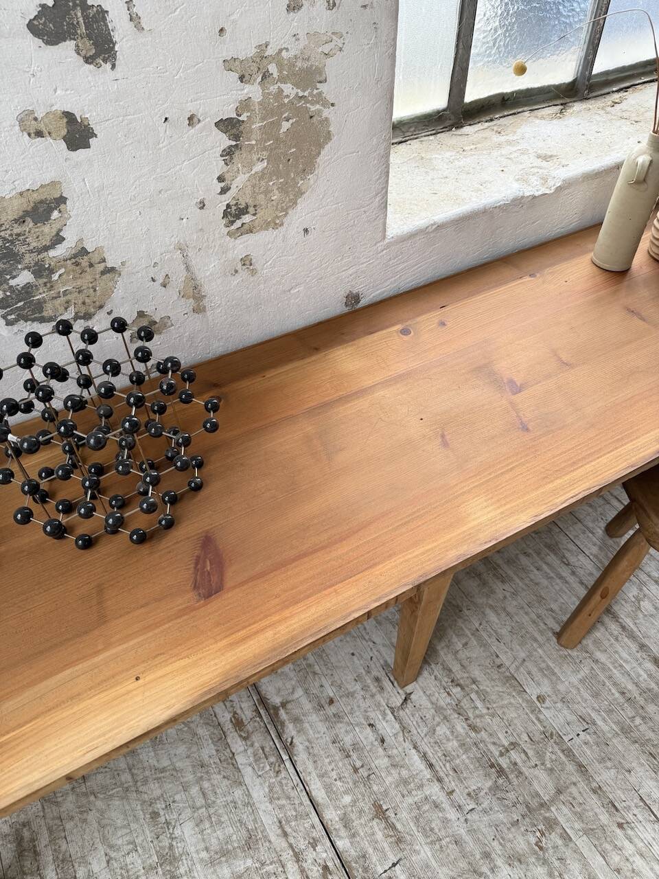 Oak and pine farmhouse console table