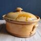 Old yellow ochre glazed terracotta terrine | Rustic pottery