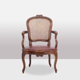 Pair of “cabriolet” armchairs in walnut and canework. Louis XV period. LS5209325