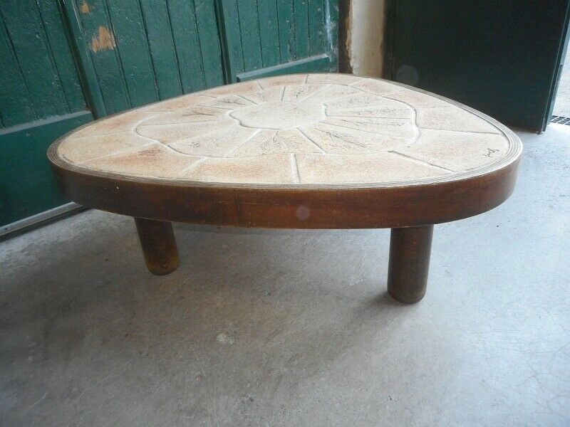 Coffee table signee Barrois faussile vintage