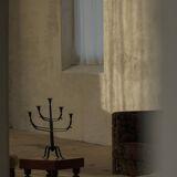 Brutalist Scandinavian candlestick in wrought iron and metal from the mid-20th century.