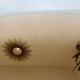 Round beveled amber pink mirror